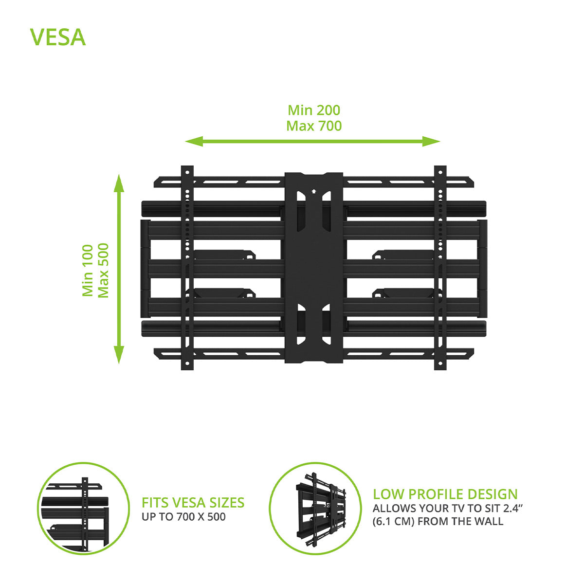 Kanto PDX700G Articulating Full Motion Outdoor Galvanized TV Mount for 42" - 100" TV