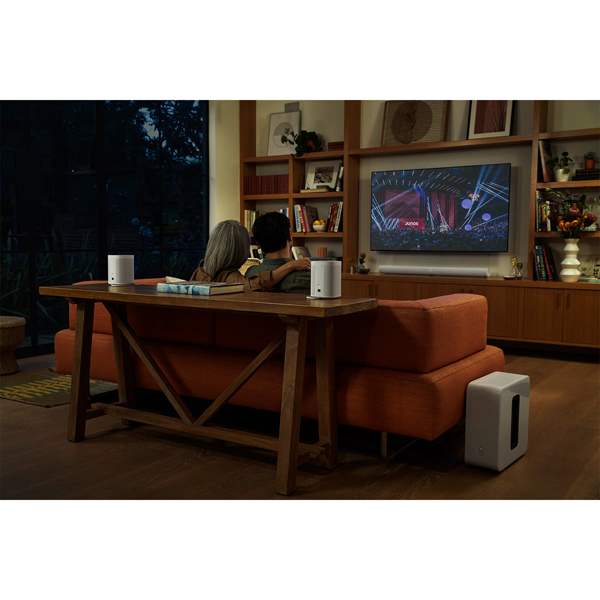 Sonos Premium Immersive Set with Arc Wireless Soundbar (White), Sub Wireless Subwoofer (Gen 3, White), and Pair of One SL Wireless Speaker (White)