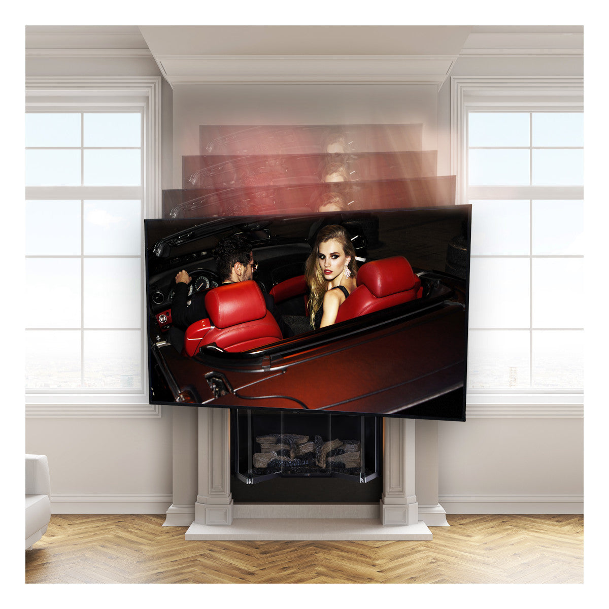 MantelMount MM860 V2 Motorized Drop Down & Swivel TV Mount with Built-In Wifi for 55"-100" TV