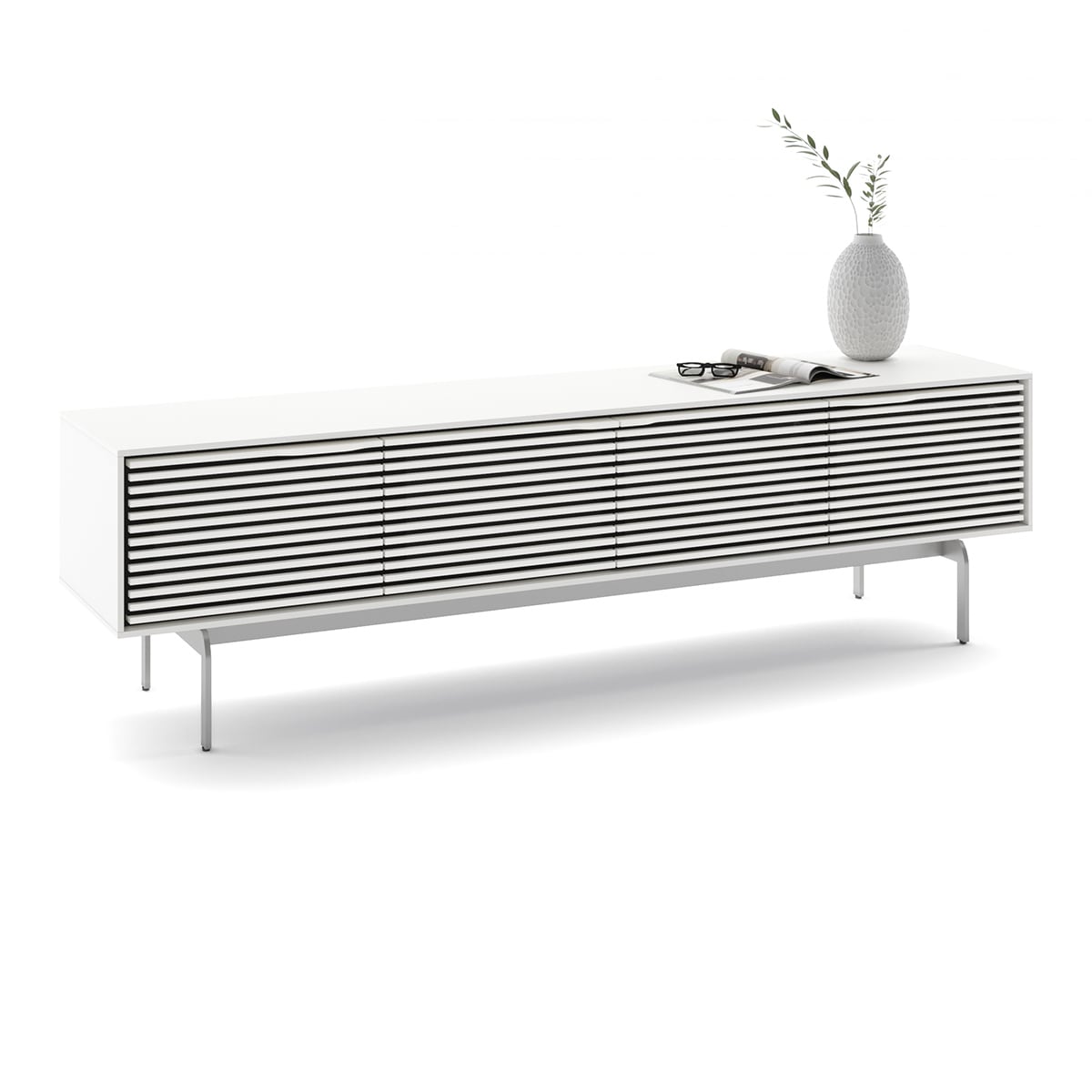 BDI Align 7473 Low 4-Door Cabinet with Console Base (Satin White)