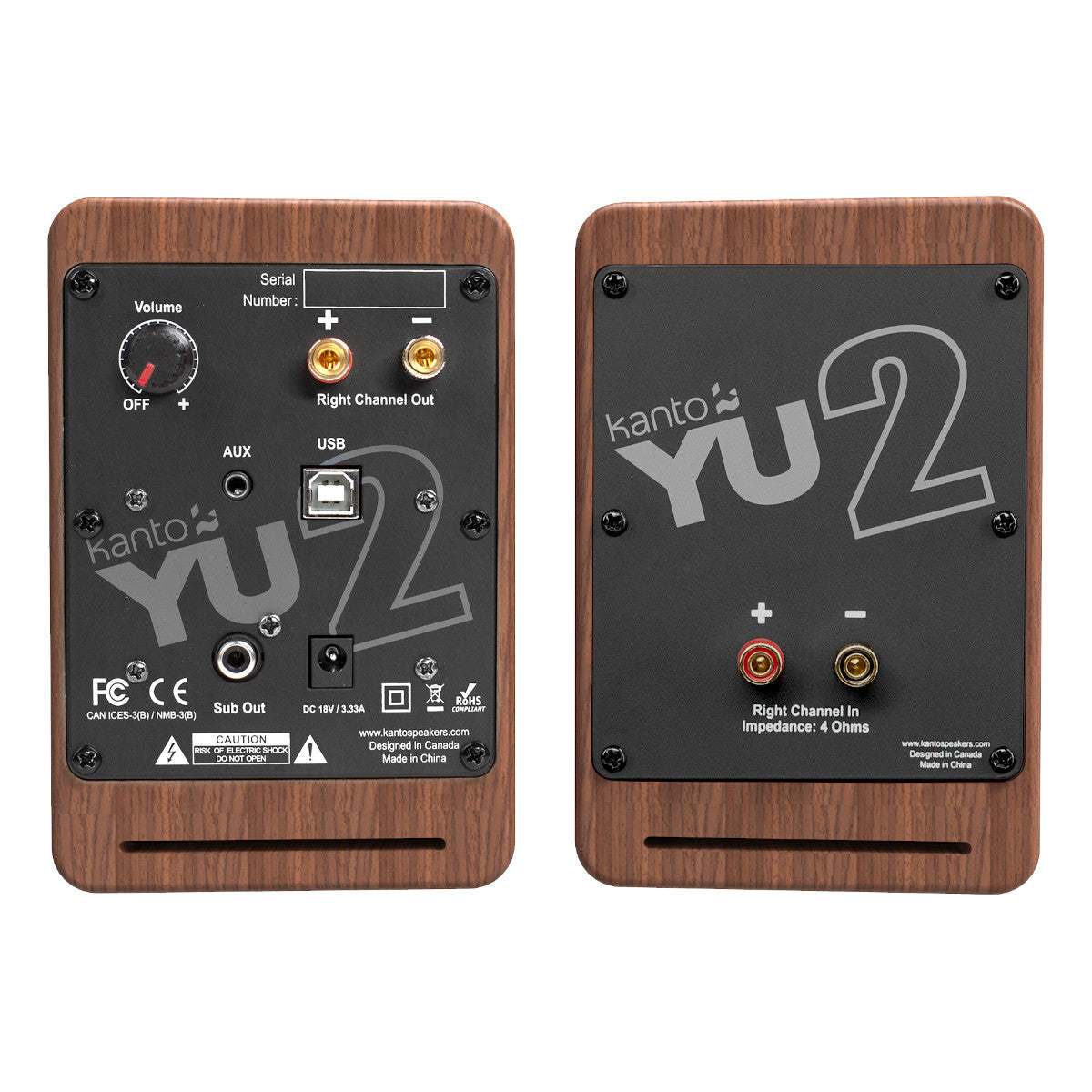 Kanto YU2 Powered Desktop Speakers - Pair (Walnut)