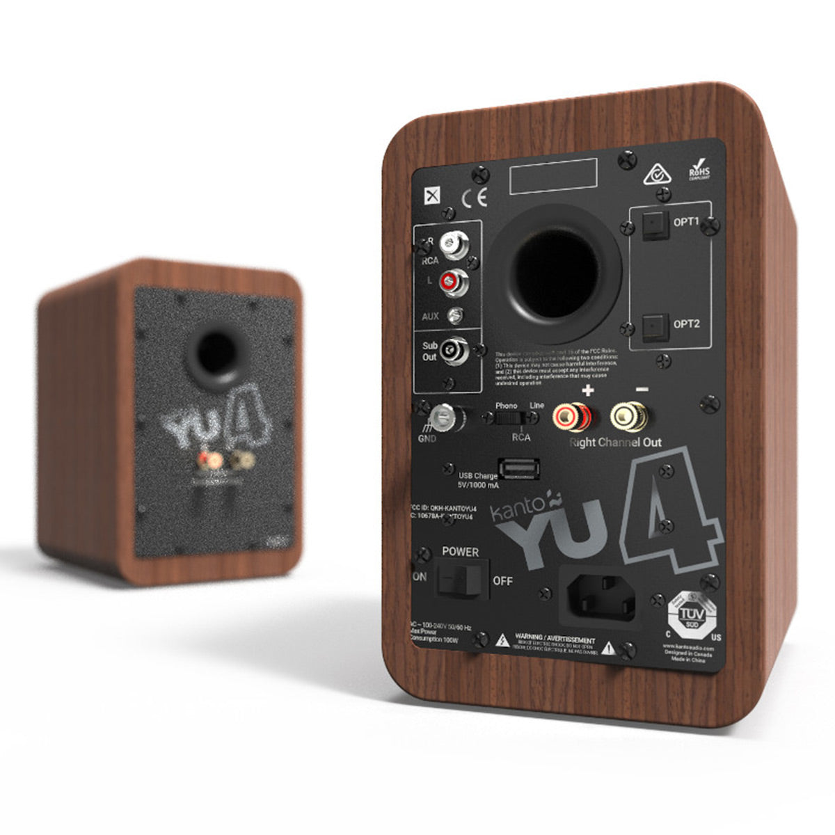 Kanto YU4 Powered Bookshelf Speakers with Built-In Bluetooth - Pair (Walnut)