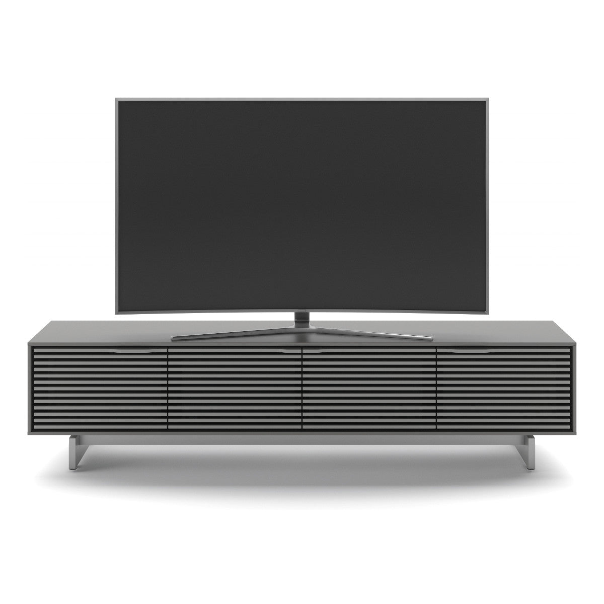 BDI Align 7473 Low 4-Door Cabinet with Media Base (Fog Grey)