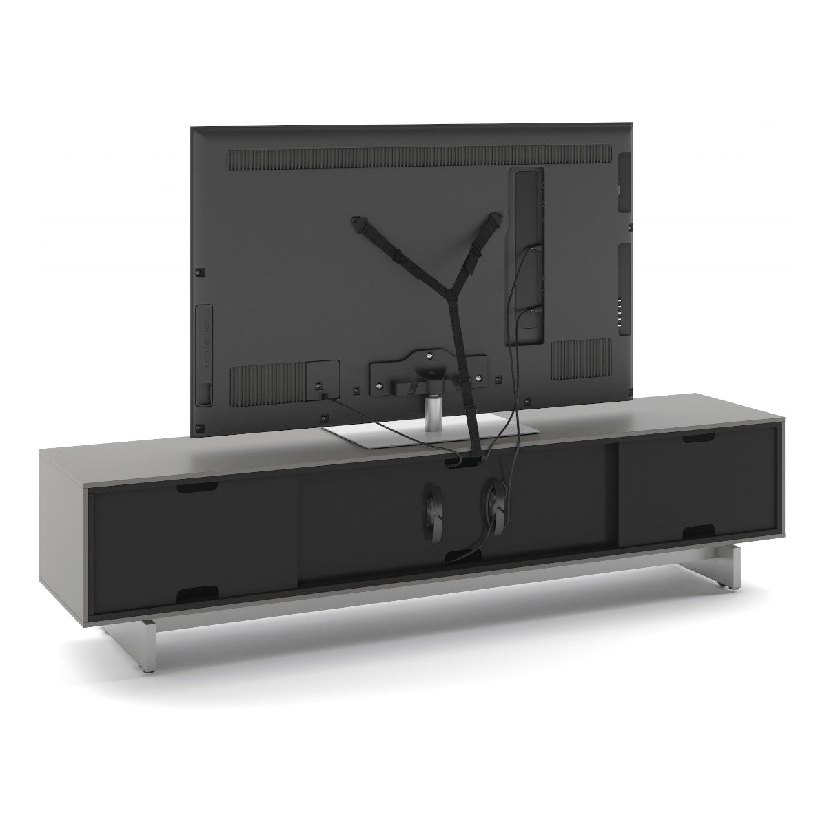 BDI Align 7473 Low 4-Door Cabinet with Media Base (Fog Grey)