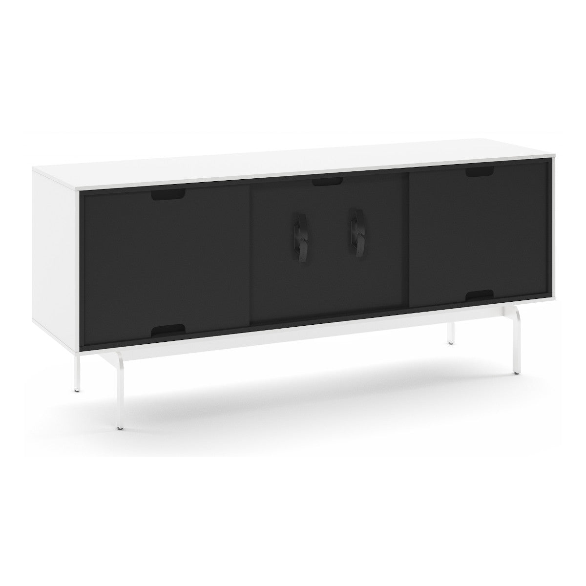 BDI Align 7477 3-door Cabinet with Console Base (Satin White)