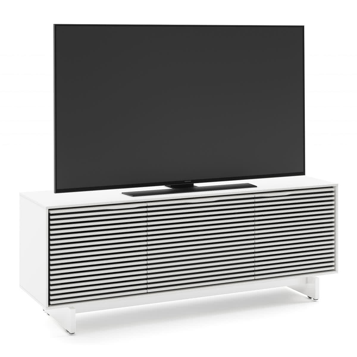 BDI Align 7477 3-Door Cabinet with Media Base (Satin White)