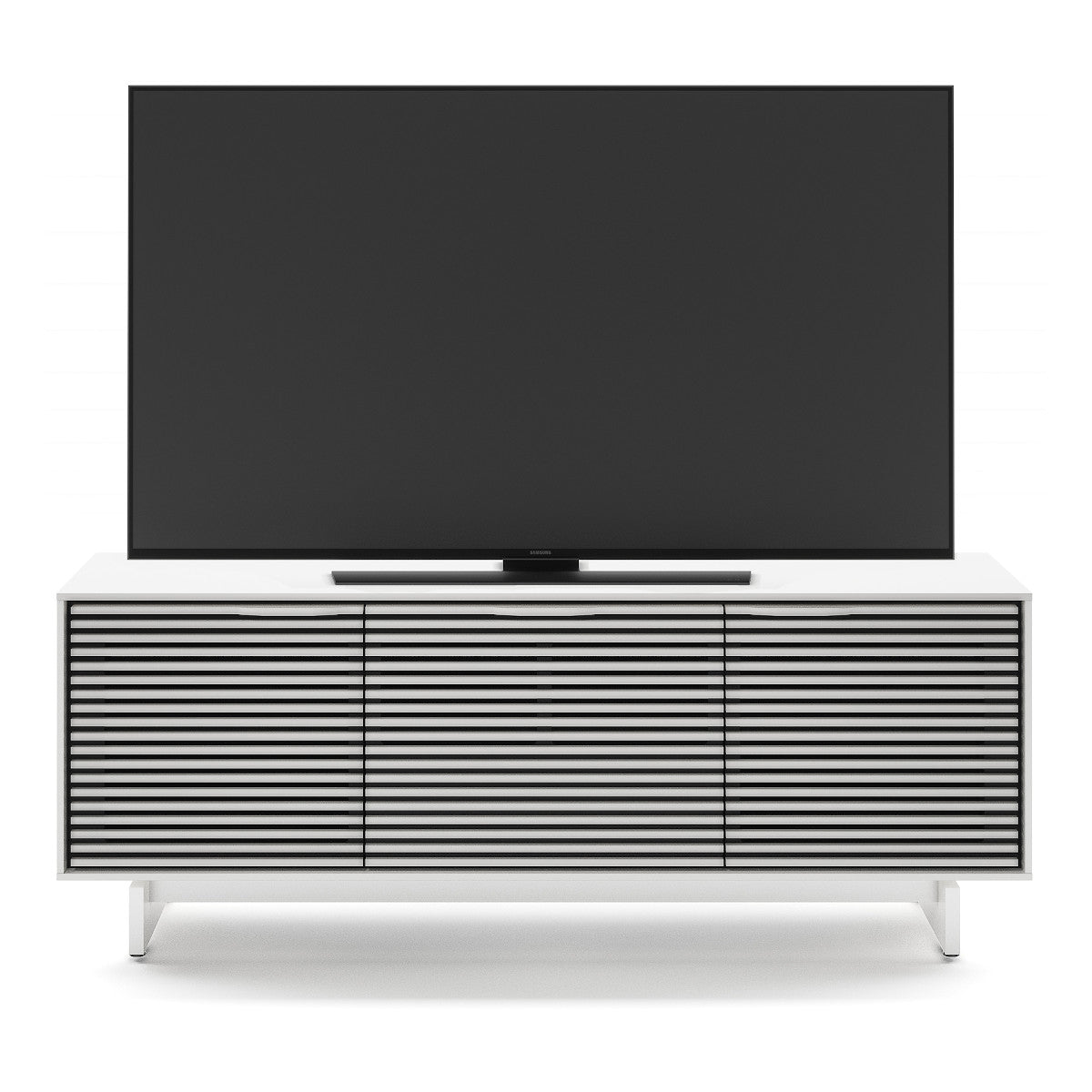 BDI Align 7477 3-Door Cabinet with Media Base (Satin White)