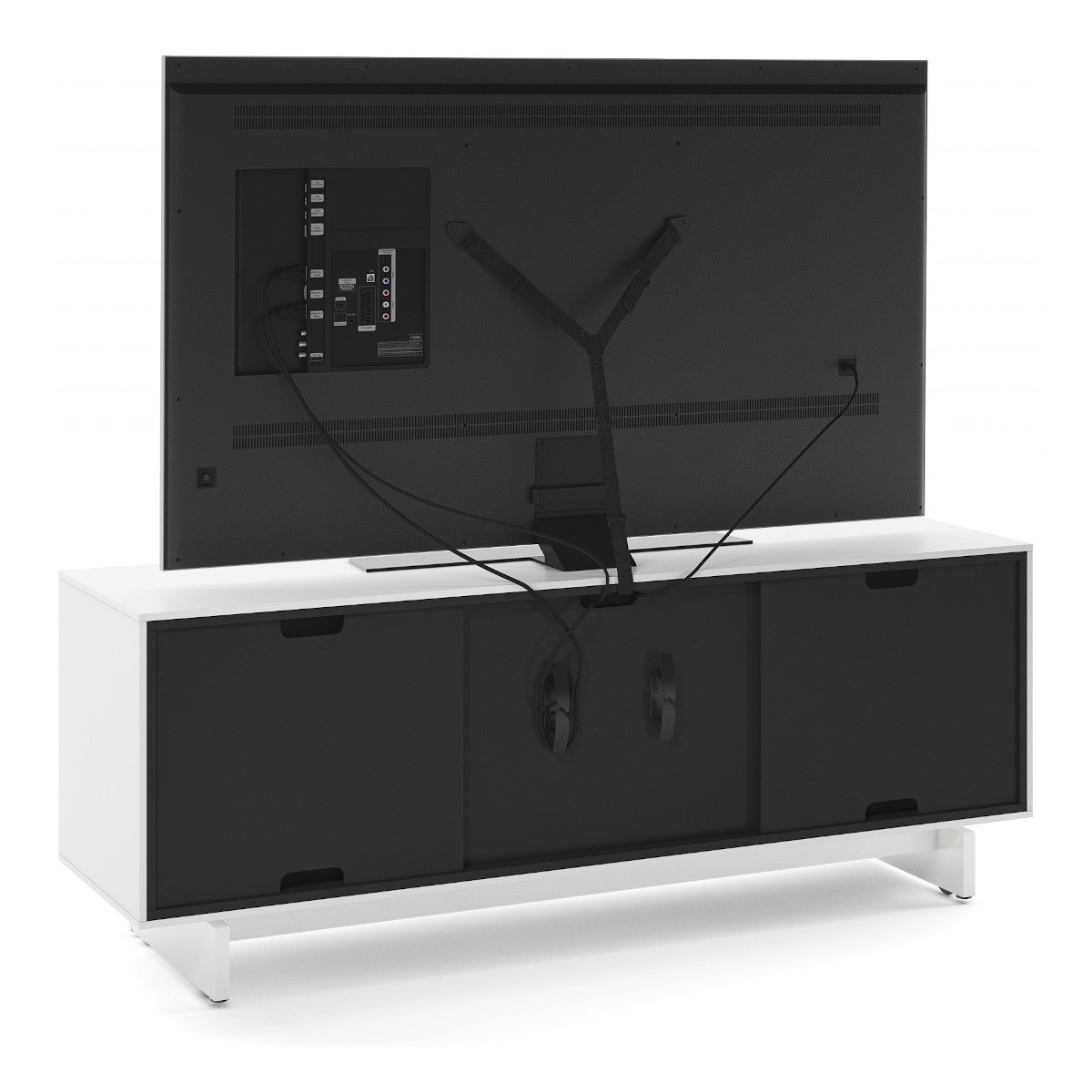 BDI Align 7477 3-Door Cabinet with Media Base (Satin White)