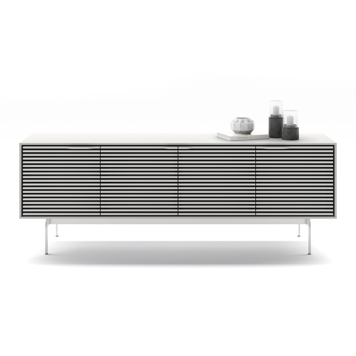 BDI Align 7479 4-Door Cabinet with Console Base (Satin White)