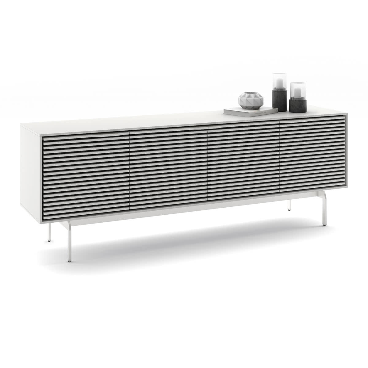 BDI Align 7479 4-Door Cabinet with Console Base (Satin White)