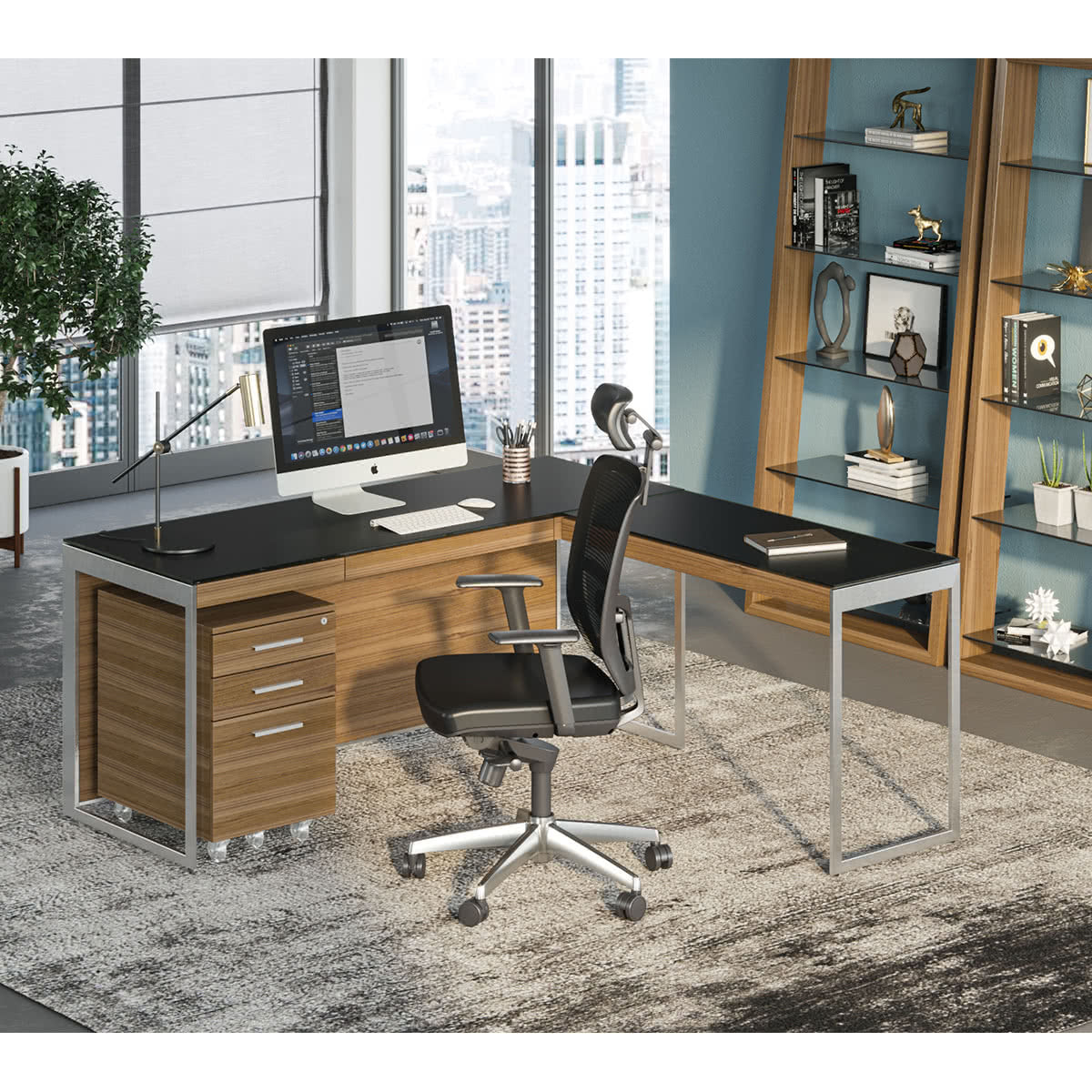 BDI Sequel 20 6102 Console/Laptop Desk (Walnut/Nickel)