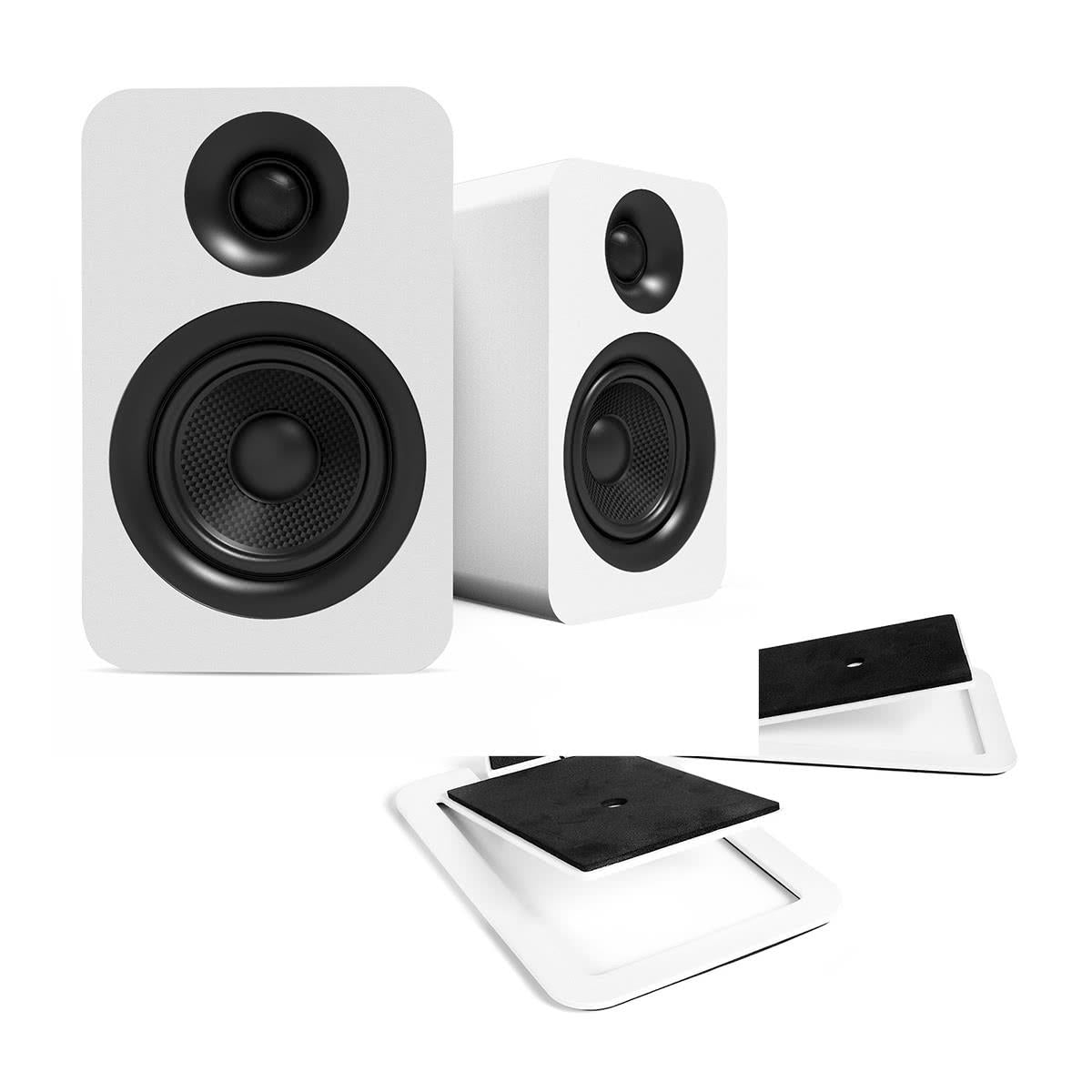 Kanto YUP4 Passive Bookshelf Speakers with S4 Speaker Stands - Pair (White)