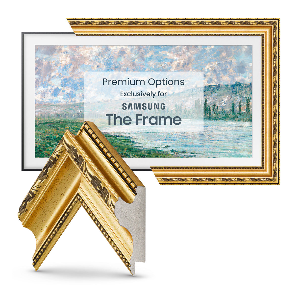Deco TV Frames 43" Customizable Frame for Samsung The Frame TV 2021-2023 (Ornate Gold)