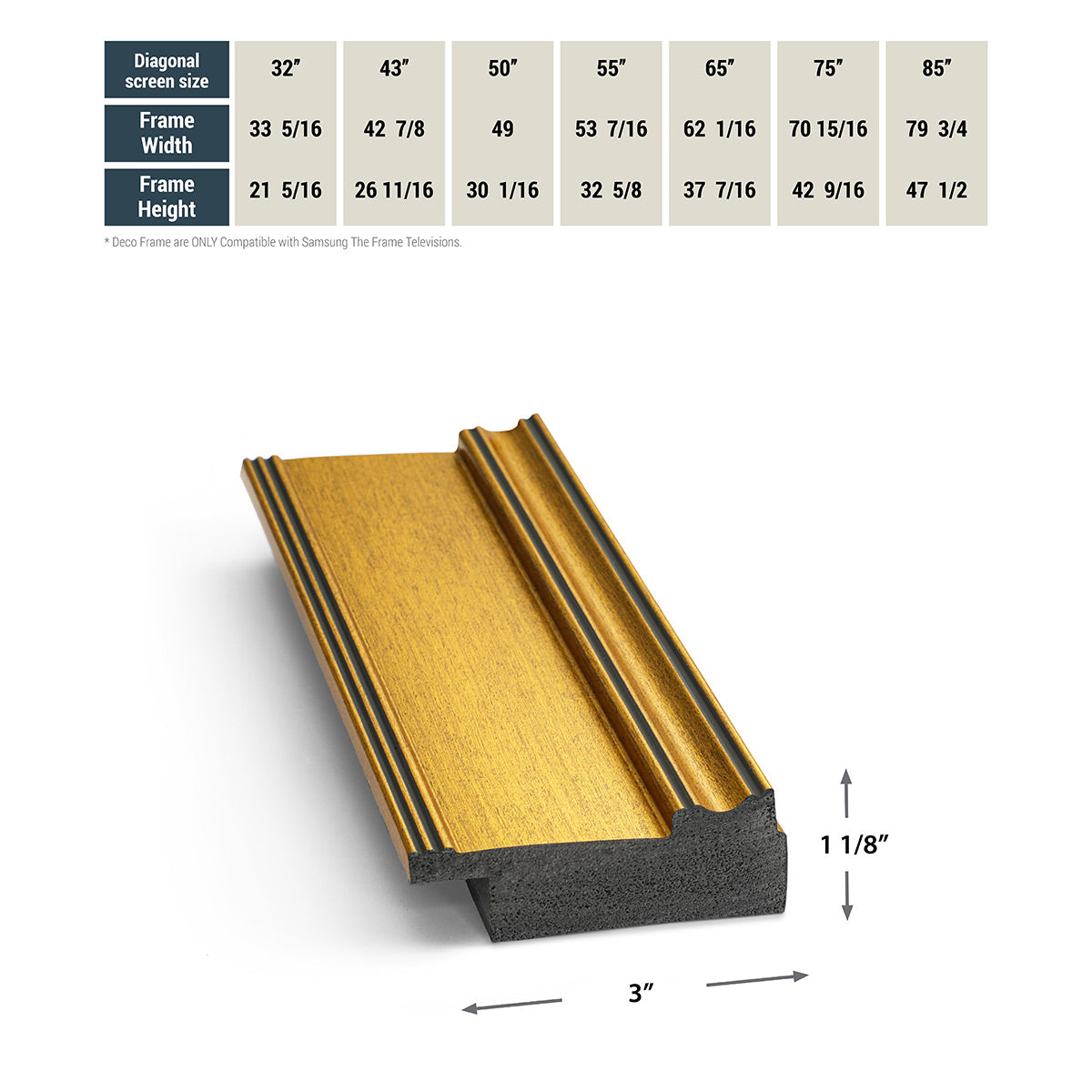 Deco TV Frames 55" Frame for Samsung The Frame TV 2021-2024 (Antique Gold)