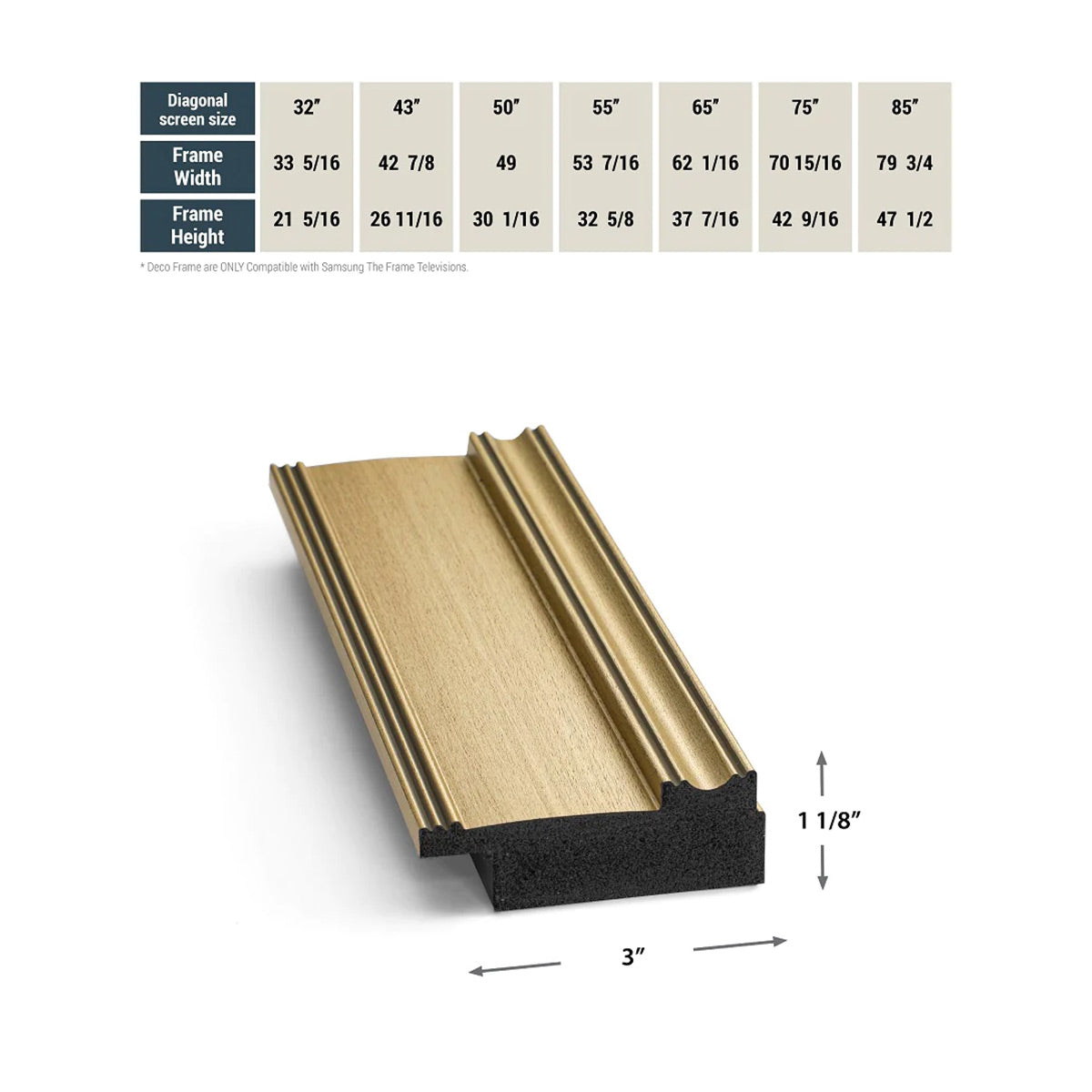 Deco TV Frames 55" Frame for Samsung The Frame TV 2021-2024 (Champagne)