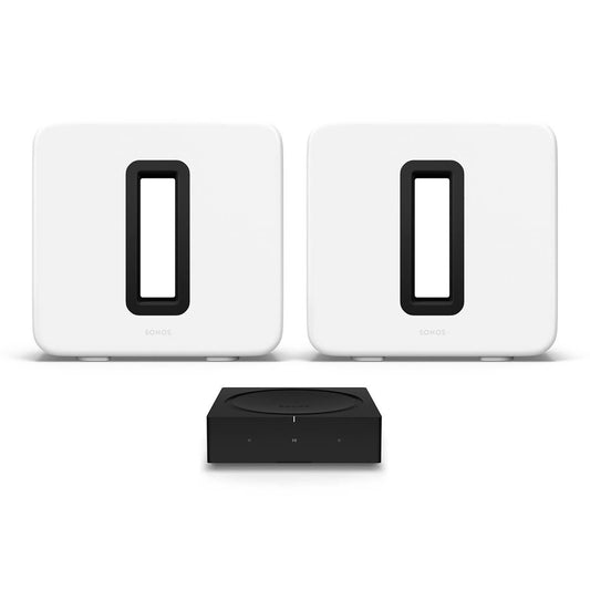 Sonos Amp Wireless Hi-Fi Player with Pair of Sub (Gen 3) Wireless Subwoofer (White)