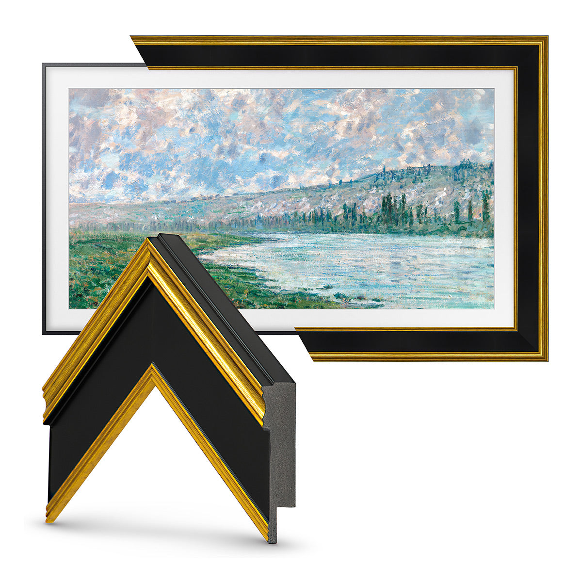 Deco TV Frames 65" Frame for Samsung The Frame TV 2021-2024 (Antique Gold & Black)