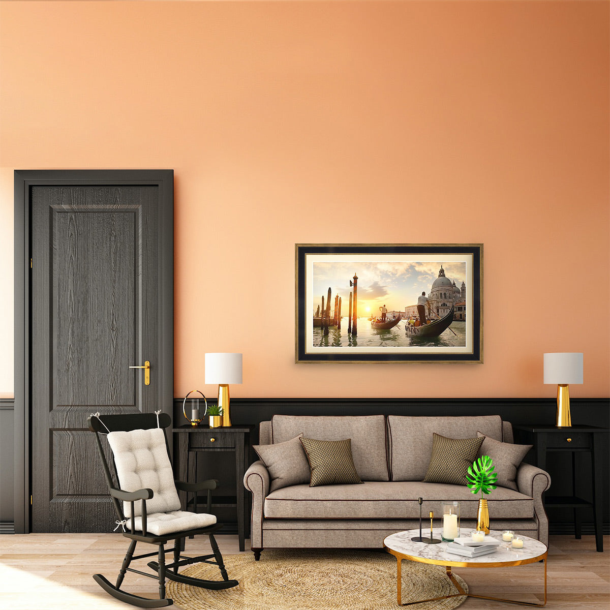 Deco TV Frames 65" Frame for Samsung The Frame TV 2021-2024 (Antique Gold & Black)