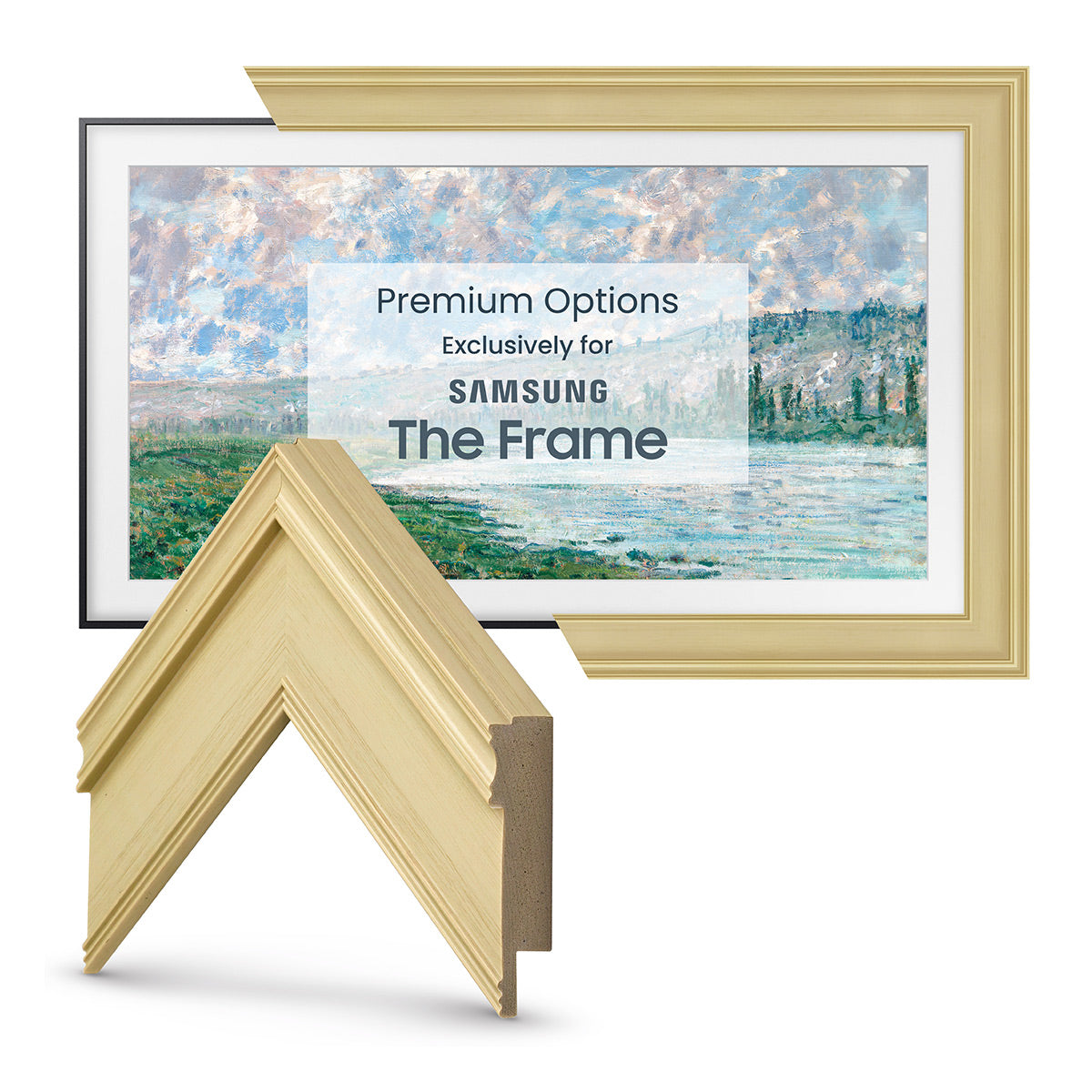 Deco TV Frames 55" Customizable Frame for Samsung The Frame TV 2021-2023 (Antique White)