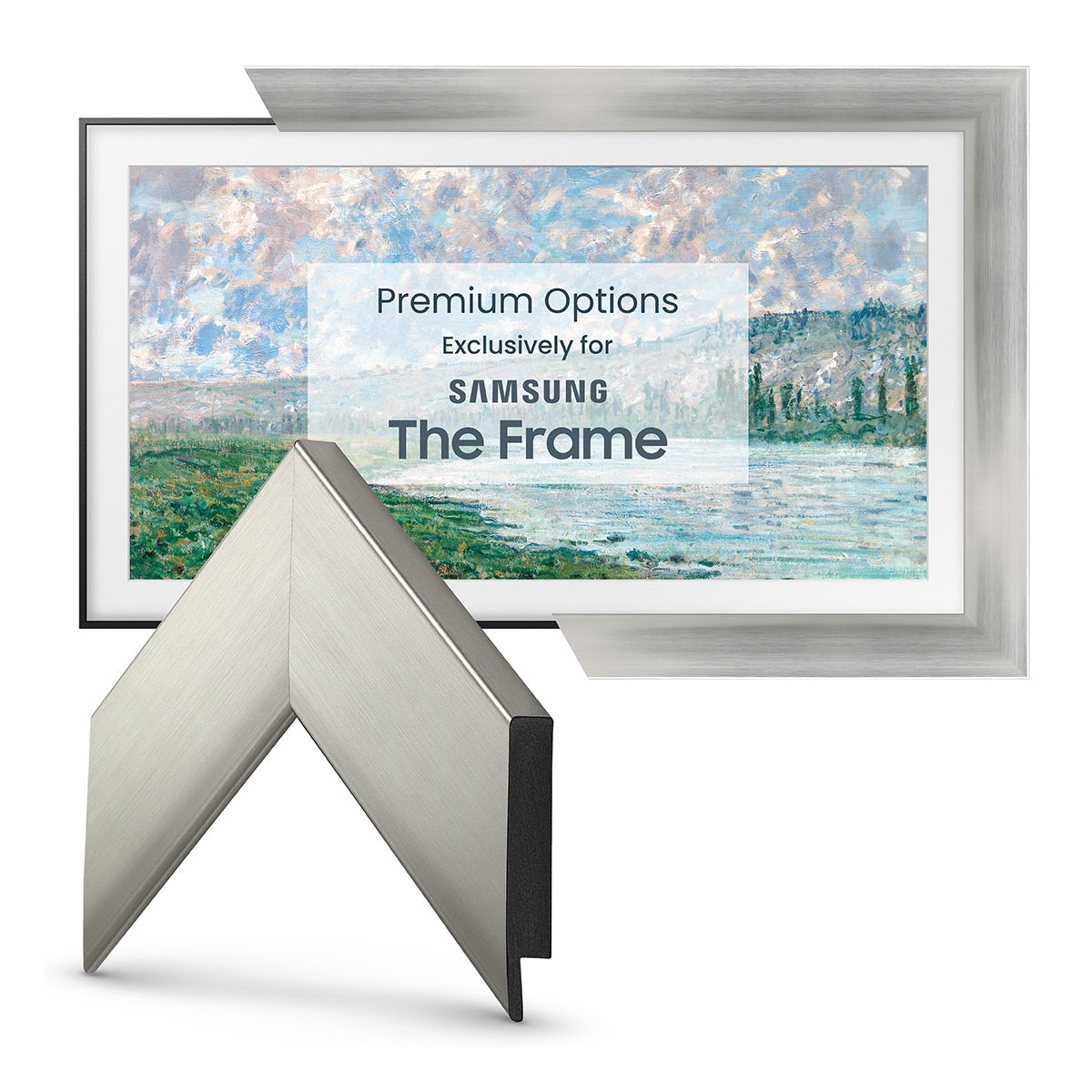 Deco TV Frames Customizable Frame for Samsung The Frame 2021 55" TV (Brushed Stainless)