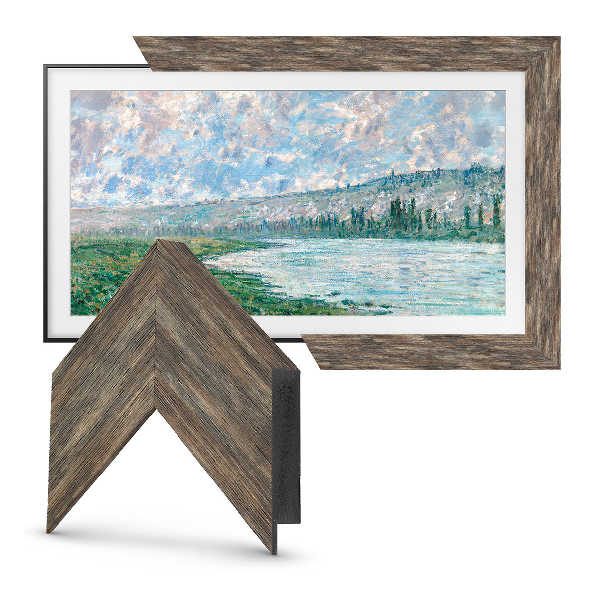 Deco TV Frames 55" Frame for Samsung The Frame TV 2021-2024 (Distressed Barnwood)