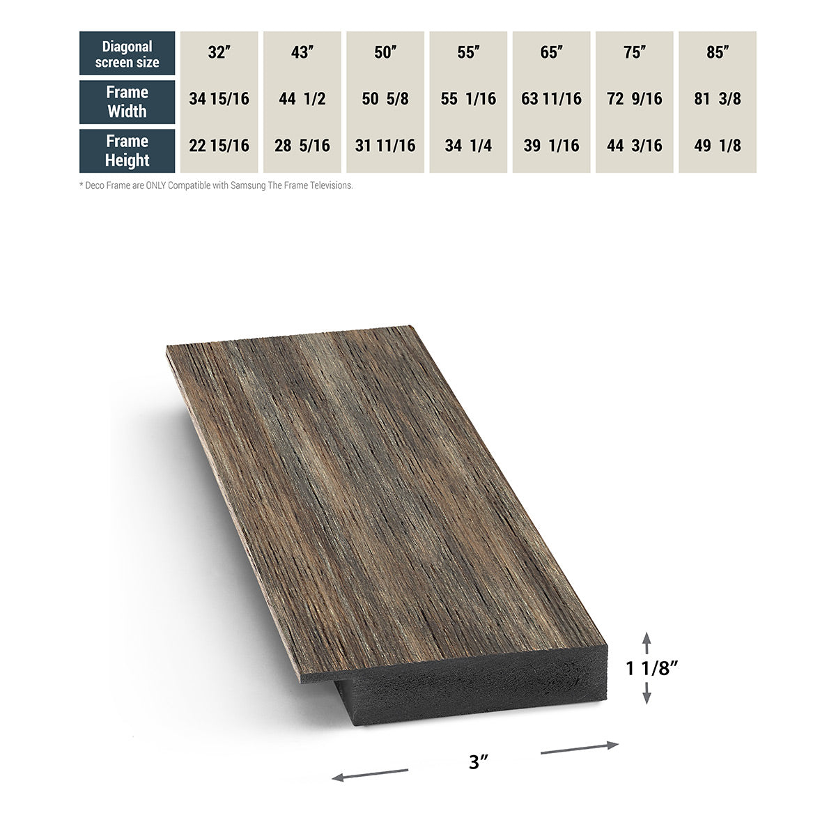 Deco TV Frames 55" Frame for Samsung The Frame TV 2021-2024 (Distressed Barnwood)