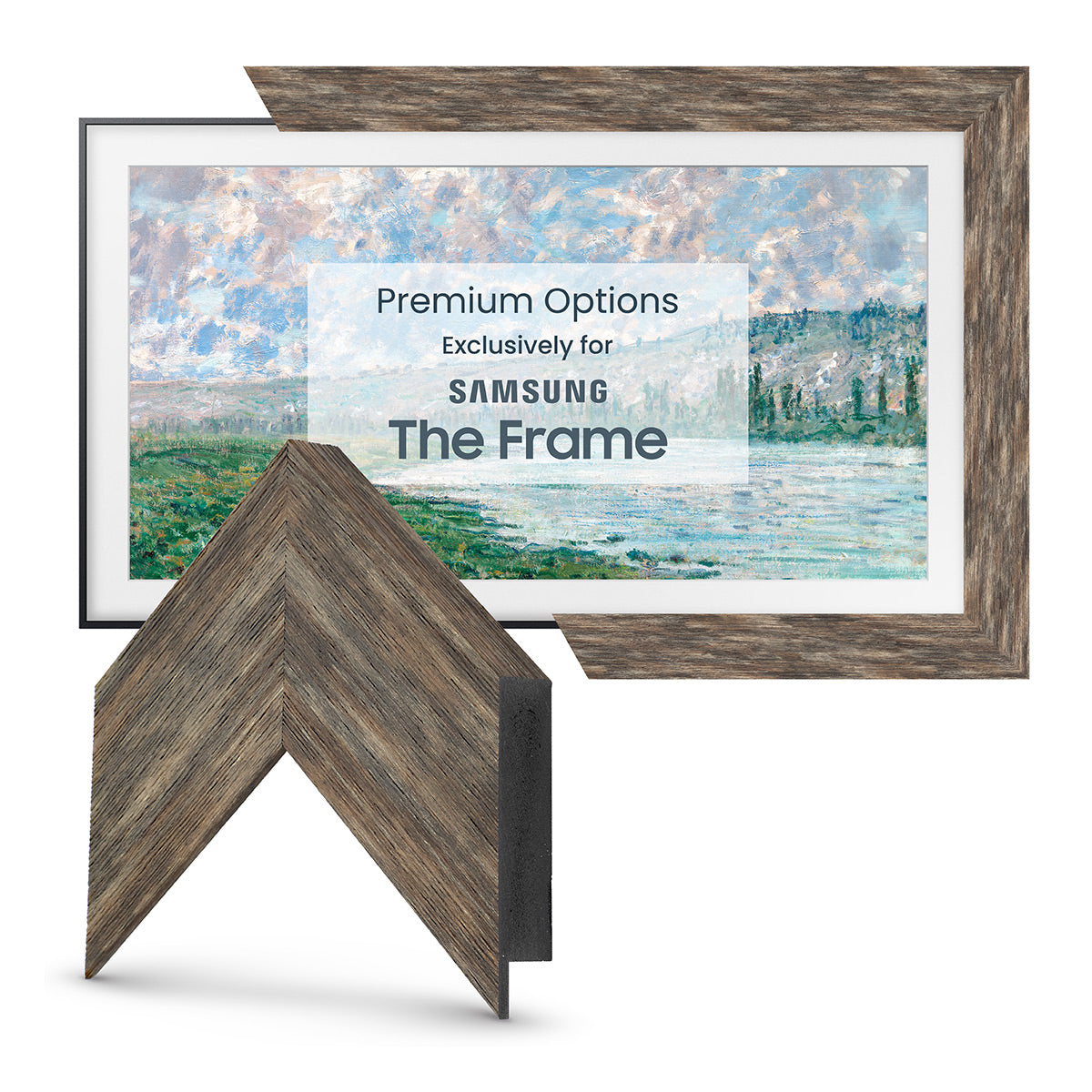 Deco TV Frames 55" Frame for Samsung The Frame TV 2021-2024 (Distressed Barnwood)