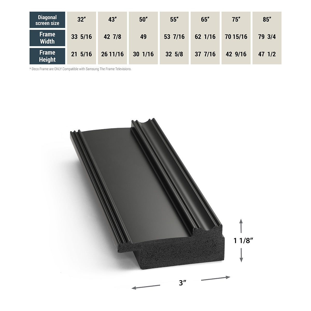 Deco TV Frames 43" Frame for Samsung The Frame TV 2021-2024 (Antique Black)