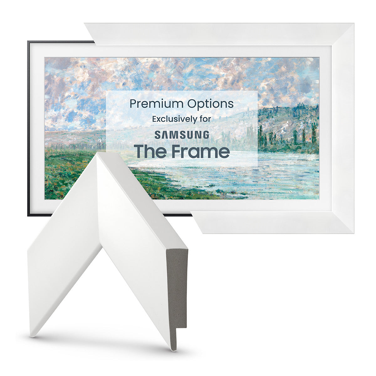 Deco TV Frames 43" Customizable Frame for Samsung The Frame 2021 TV (Gloss White)