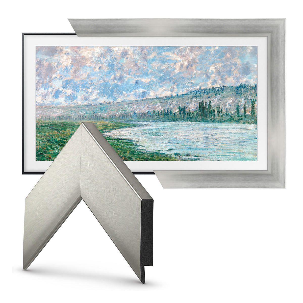 Deco TV Frames Customizable Frame for Samsung The Frame 2021 32" TV (Brushed Stainless)