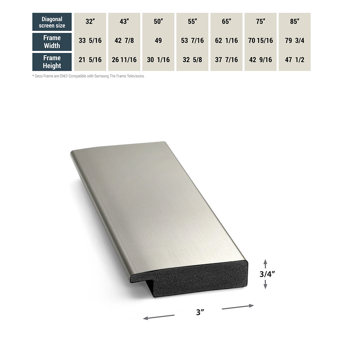 Deco TV Frames Customizable Frame for Samsung The Frame 2021 32" TV (Brushed Stainless)