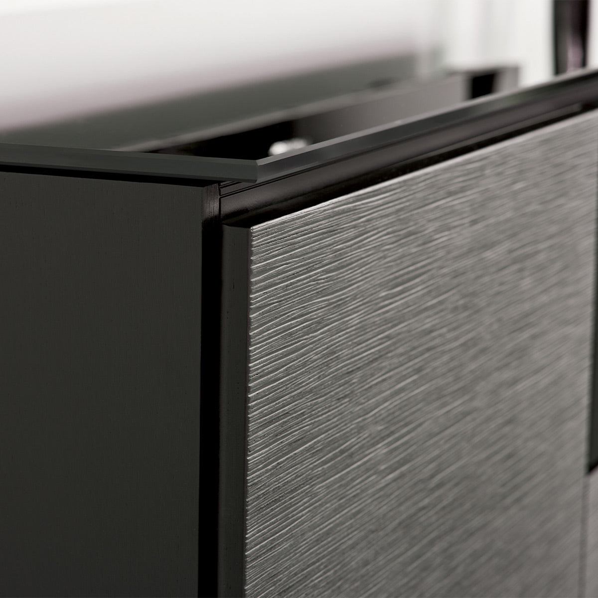 Salamander Chameleon Collection Chicago 221 Twin AV Cabinet (Textured Black Oak with Black Glass Top)