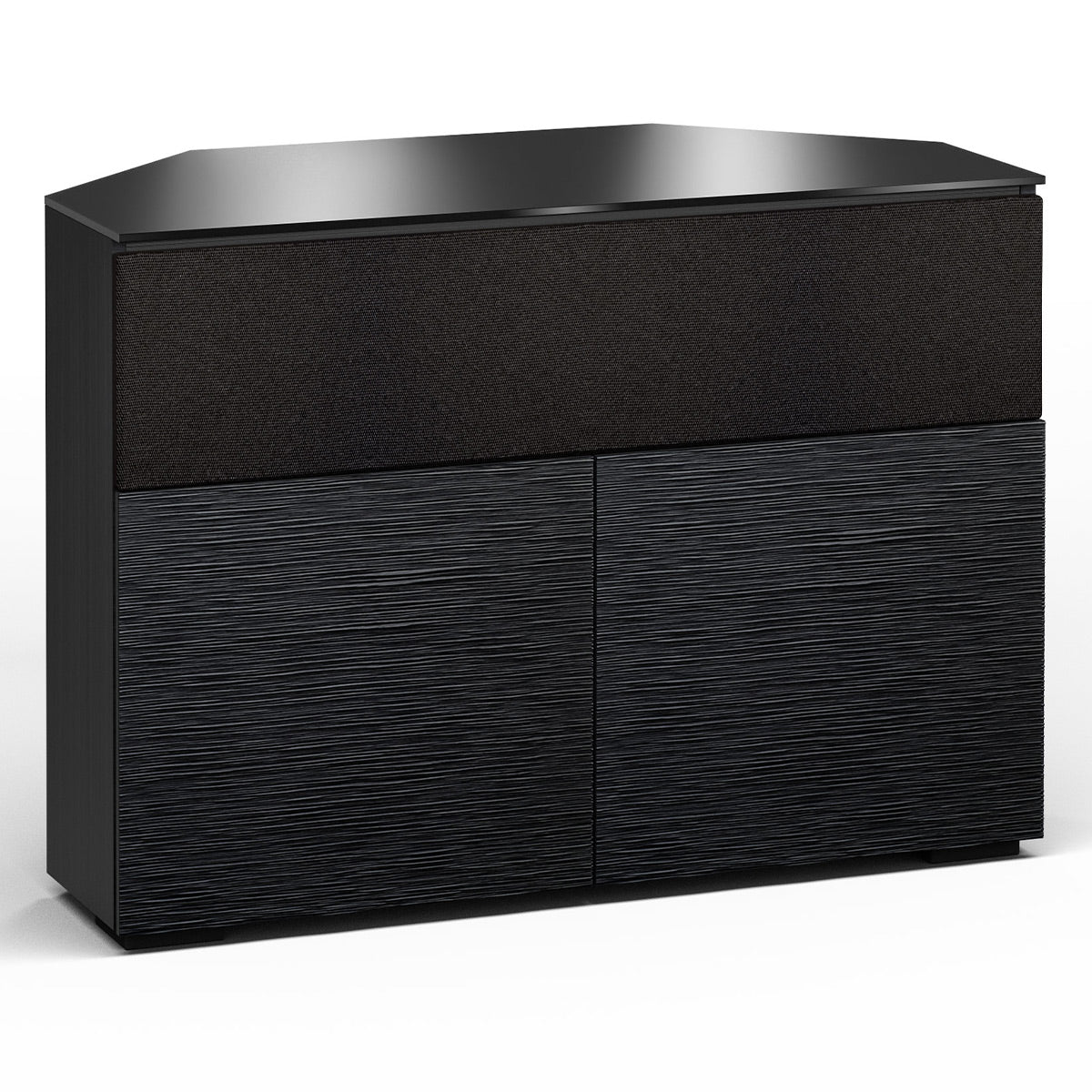Salamander Chameleon Collection Chicago 329 Twin Speaker Integrated Corner AV Cabinet (Textured Black Oak with Black Glass Top)