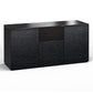 Salamander Chameleon Collection Chicago 336 Triple Speaker Integrated Cabinet (Textured Black Oak with Black Glass Top)