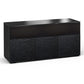 Salamander Chameleon Collection Chicago 339 Triple Speaker Integrated Cabinet (Textured Black Oak with Black Glass Top)