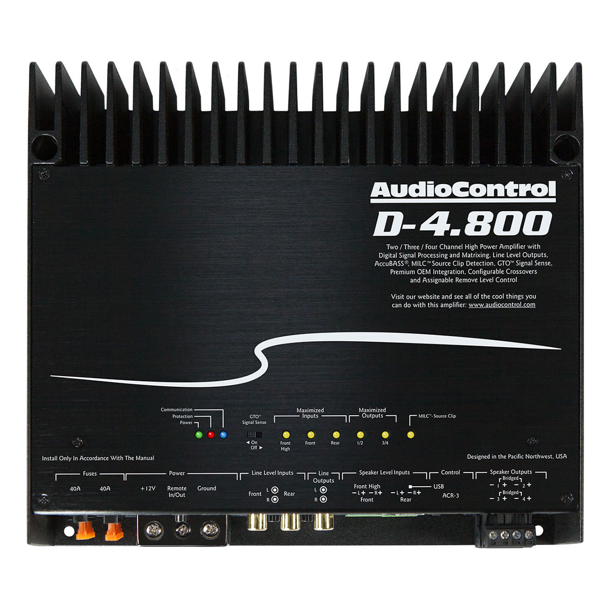 AudioControl D-4.800 High-Power 4-Channel DSP Matrix Amplifier with Accubass