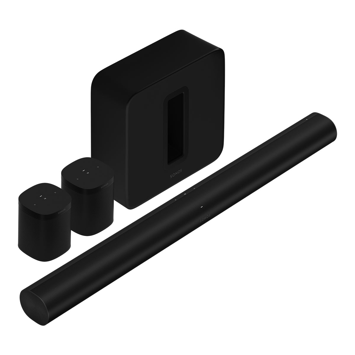 Sonos Surround Set with Arc Wireless Dolby Atmos Sound Bar, Subwoofer, and One Pair of Gen 2 One Speakers (Black)