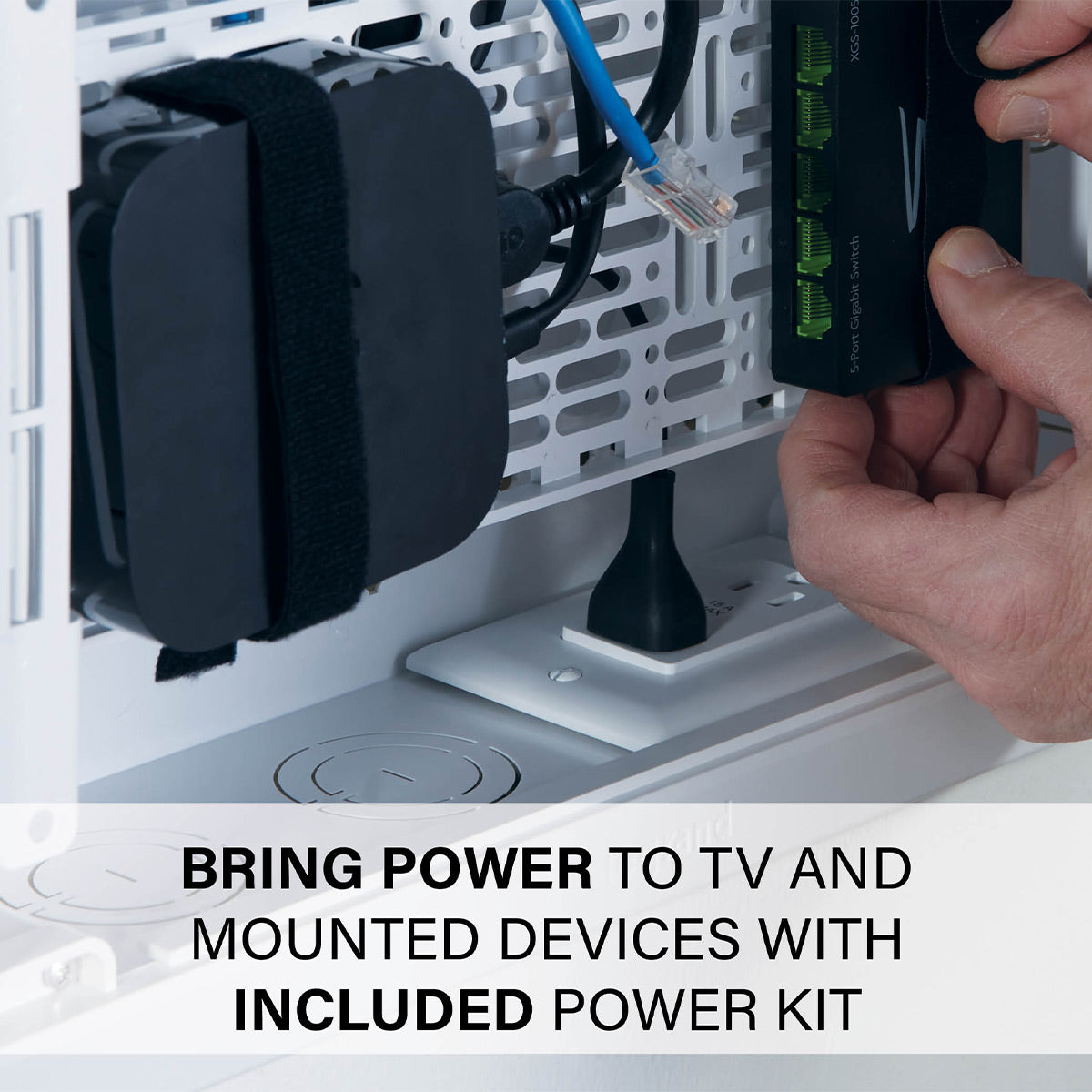 Sanus 9" TV Media In-Wall Box with Power Supply Kit