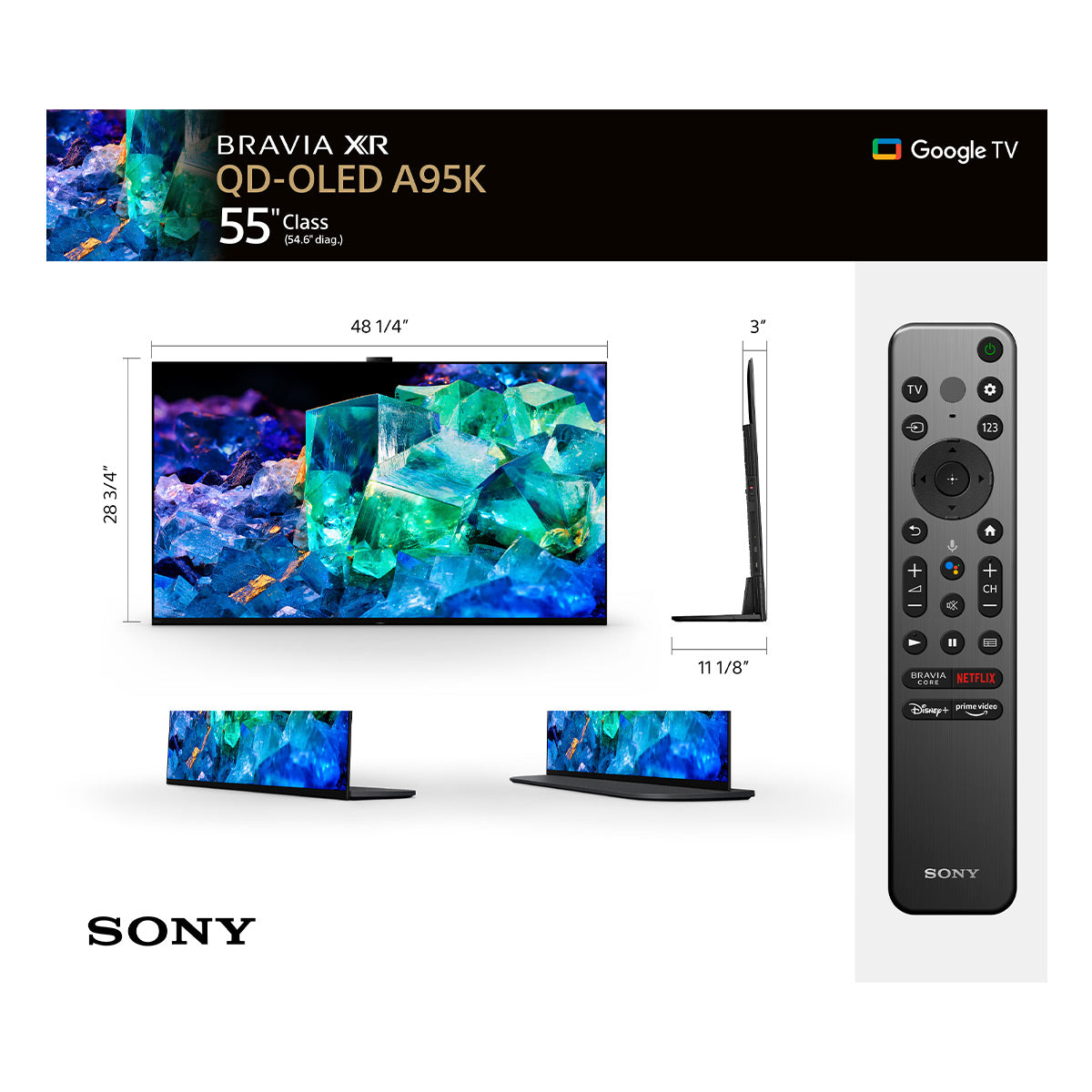 Sony XR55A95K 55" BRAVIA 4K HDR OLED Smart TV with Google TV (2022)