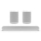 Sonos Surround Set with Ray Compact Soundbar (White) and Pair of One SL Wireless Streaming Speaker (White)