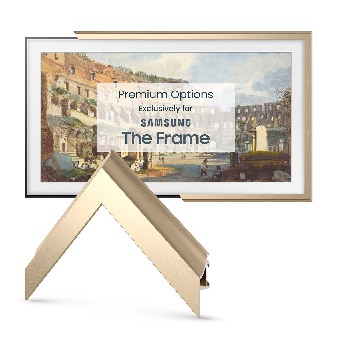 Deco TV Frames 85" Customizable Alloy Scoop Frame for Samsung The Frame TV 2021-2023 (Pale Gold)