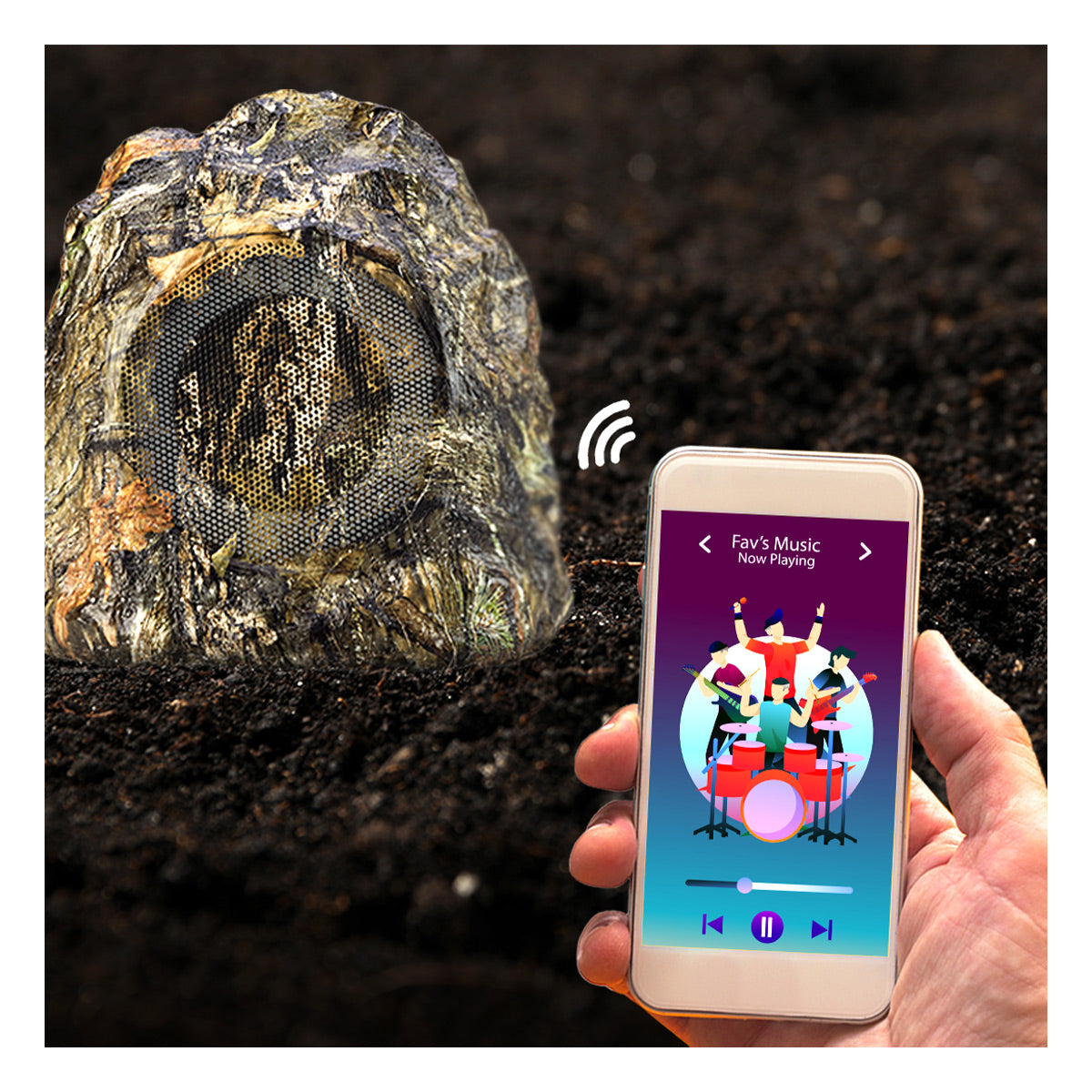 iHome iHRK-400MOBC-PR Rechargeable Bluetooth Outdoor Mossy Oak Break-up Country Camo Rock Speakers with TWS Linking - Pair
