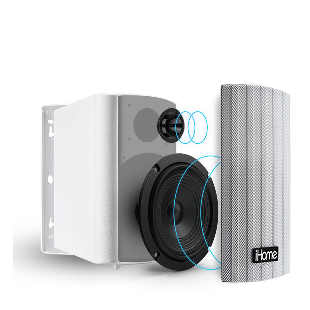 iHome IHSI-W400BT-PR-WHT Waterproof Mountable Outdoor Bluetooth&reg; Speakers - Pair (White)