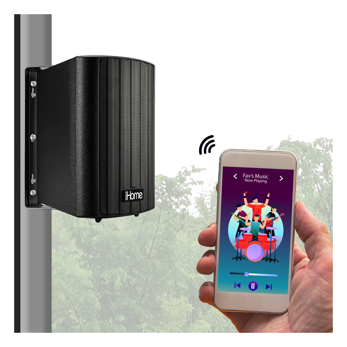 iHome iHSI-W525BT-PR-BLK 5.25" Waterproof Mountable Outdoor Bluetooth Speakers - Pair (Black)
