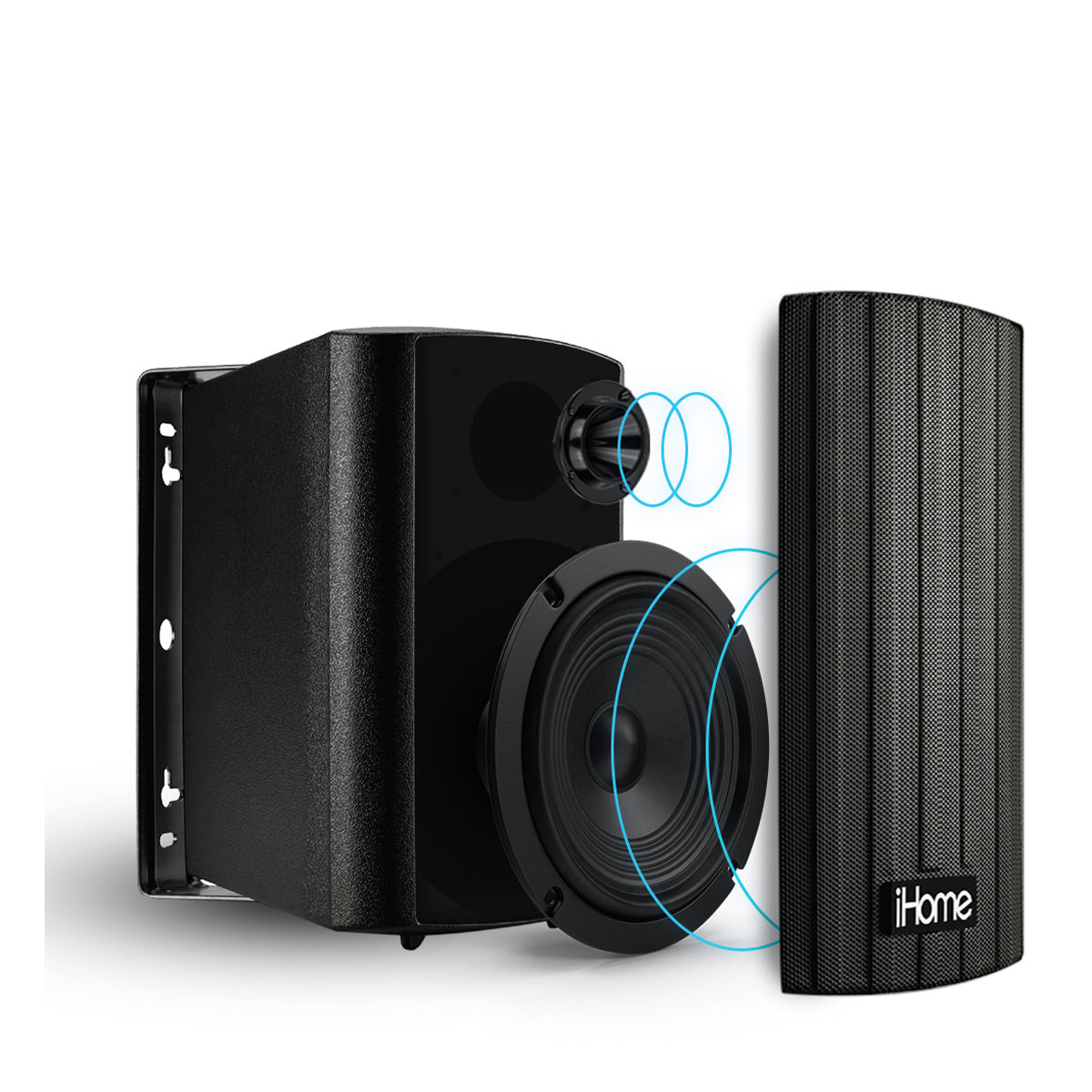 iHome iHSI-W525BT-PR-BLK 5.25" Waterproof Mountable Outdoor Bluetooth Speakers - Pair (Black)