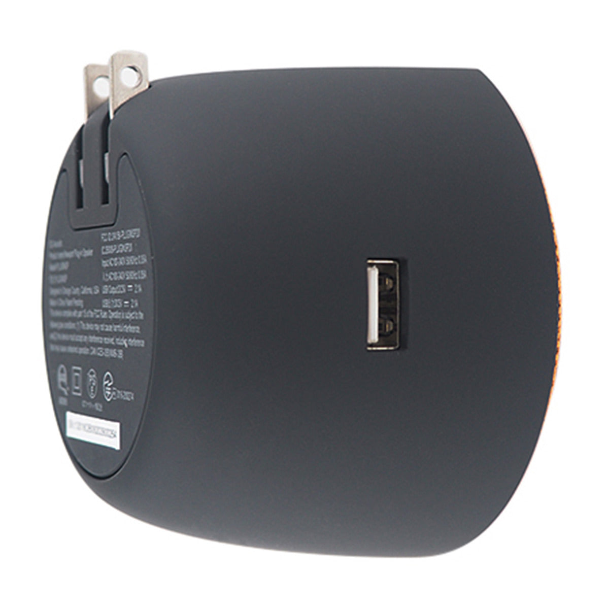 OC Acoustic Newport Plug-in Outlet Speaker with Bluetooth 5.1 and Built-in USB Type-A Charging Port (Orange/Black)