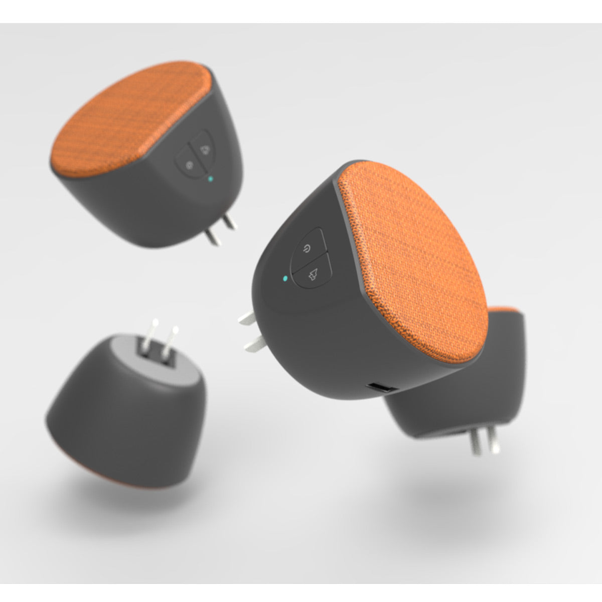 OC Acoustic Newport Plug-in Outlet Speaker with Bluetooth 5.1 and Built-in USB Type-A Charging Port (Orange/Black)