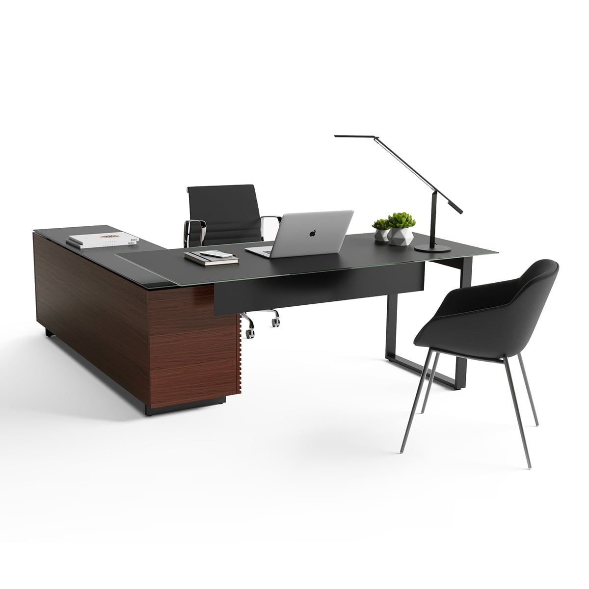 BDI Corridor 6531 Modern Shaped L-Shaped Executive Desk (Walnut)