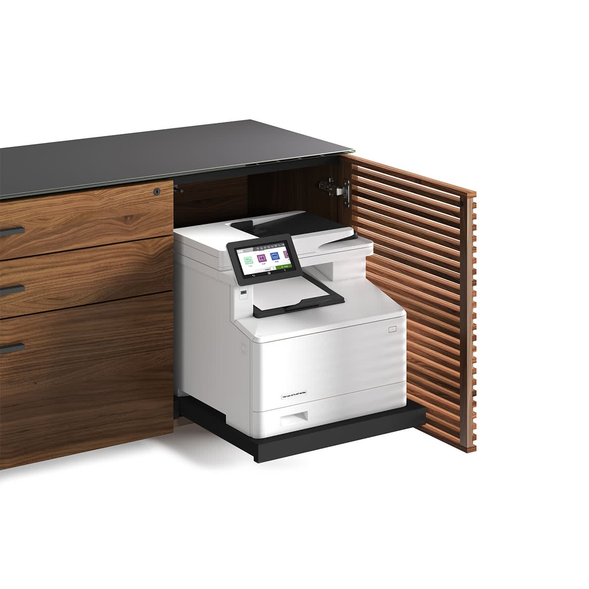 BDI Corridor 6531 Modern Shaped L-Shaped Executive Desk (Natural Walnut)