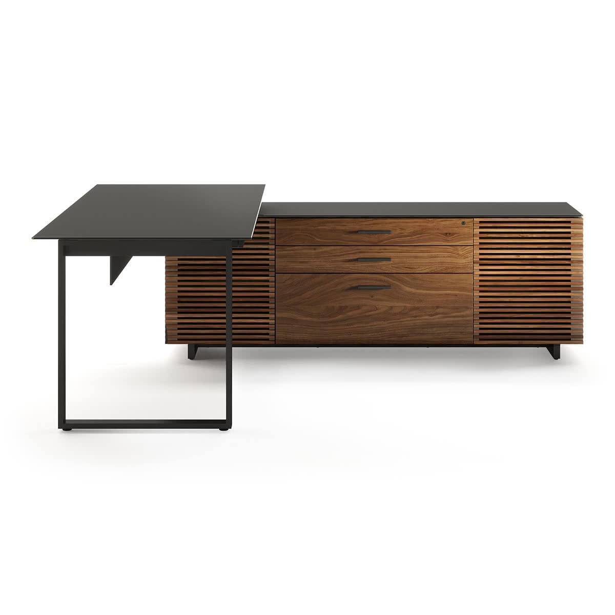 BDI Corridor 6531 Modern Shaped L-Shaped Executive Desk (Natural Walnut)